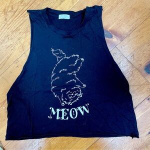 Black Cat Graphic Sleeveless Top - John Galt/Brandy Melville - one size